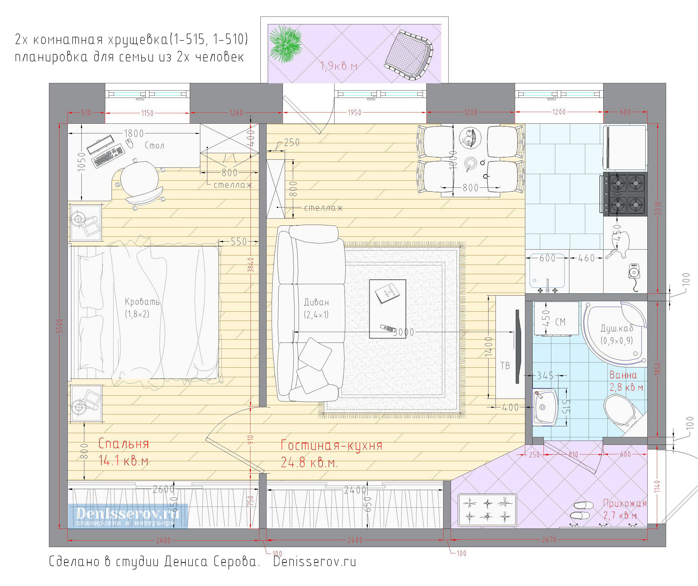 4 варианта планировки двушки с проходной комнатой — INMYROOM