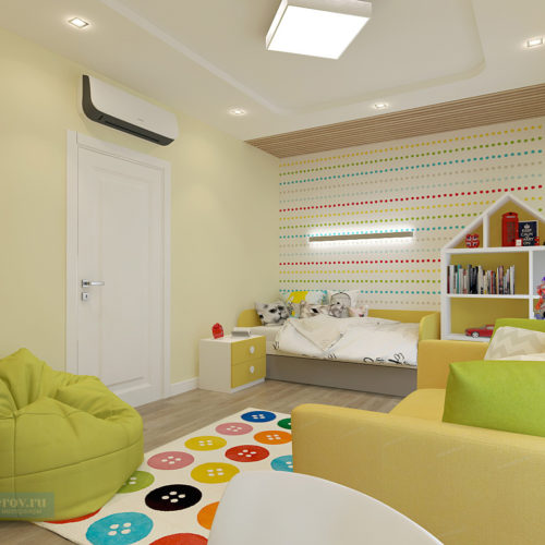 Дизайн детской комнаты 18 кв.м. для двух детей