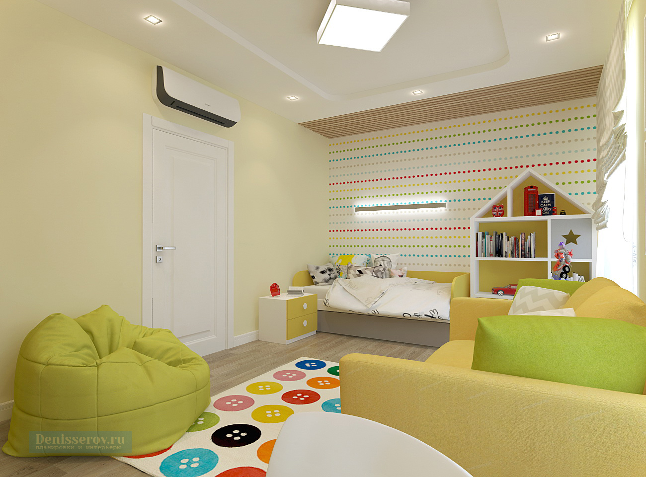 Дизайн детской комнаты 18 кв.м. для двух детей
