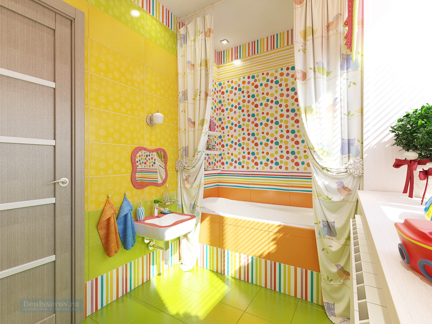 Дизайн-проект детской ванной комнаты 5 кв.м.