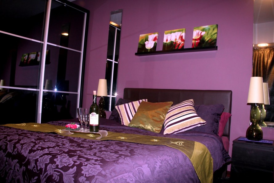 Дизайн спальни в сиреневом цвете - 77 фото