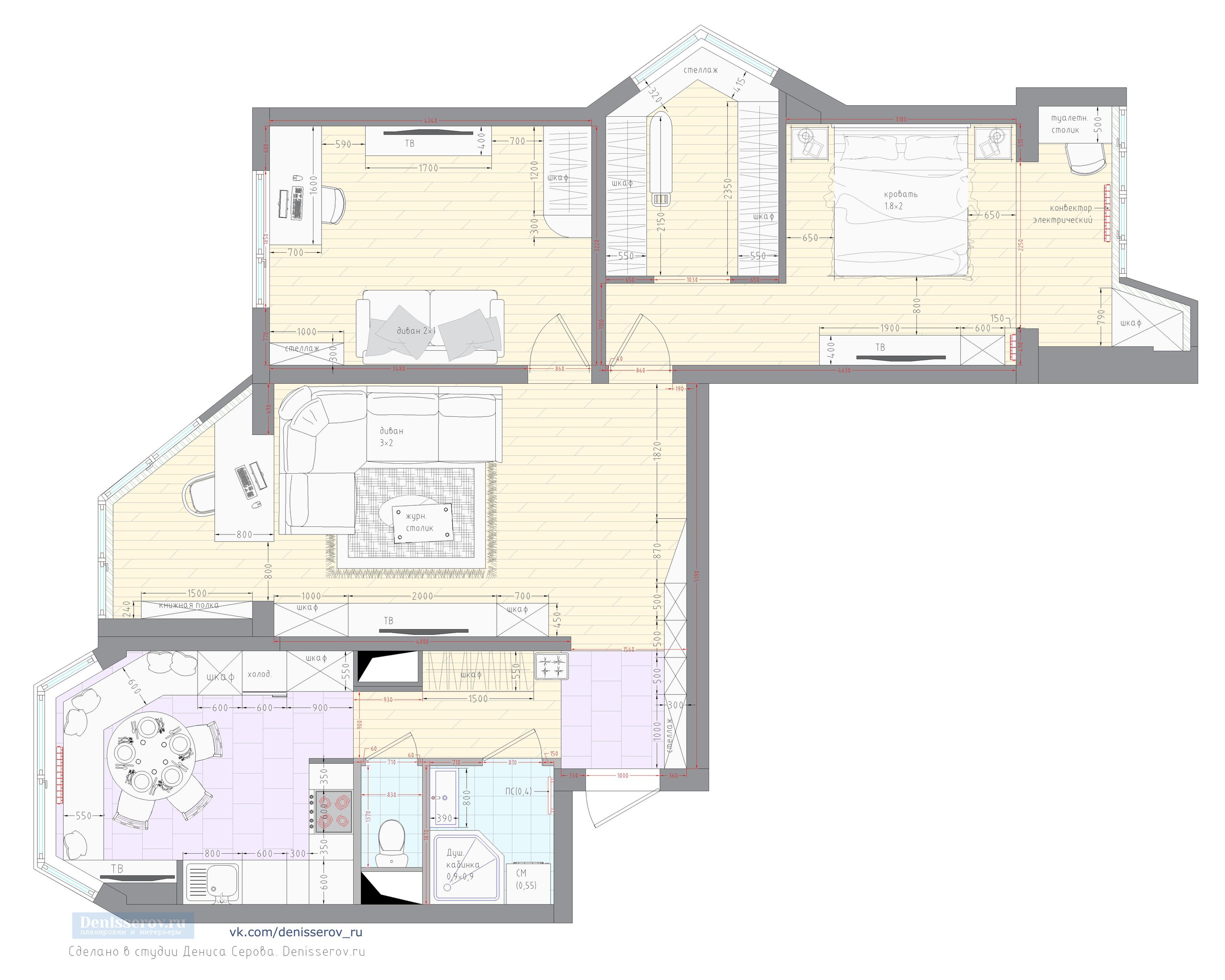 планировка трехкомнатной квартиры п-44т