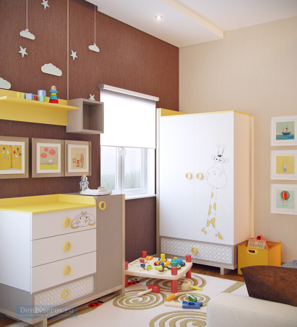 Дизайн-проект маленькой детской комнаты 13 кв. м для мальчика