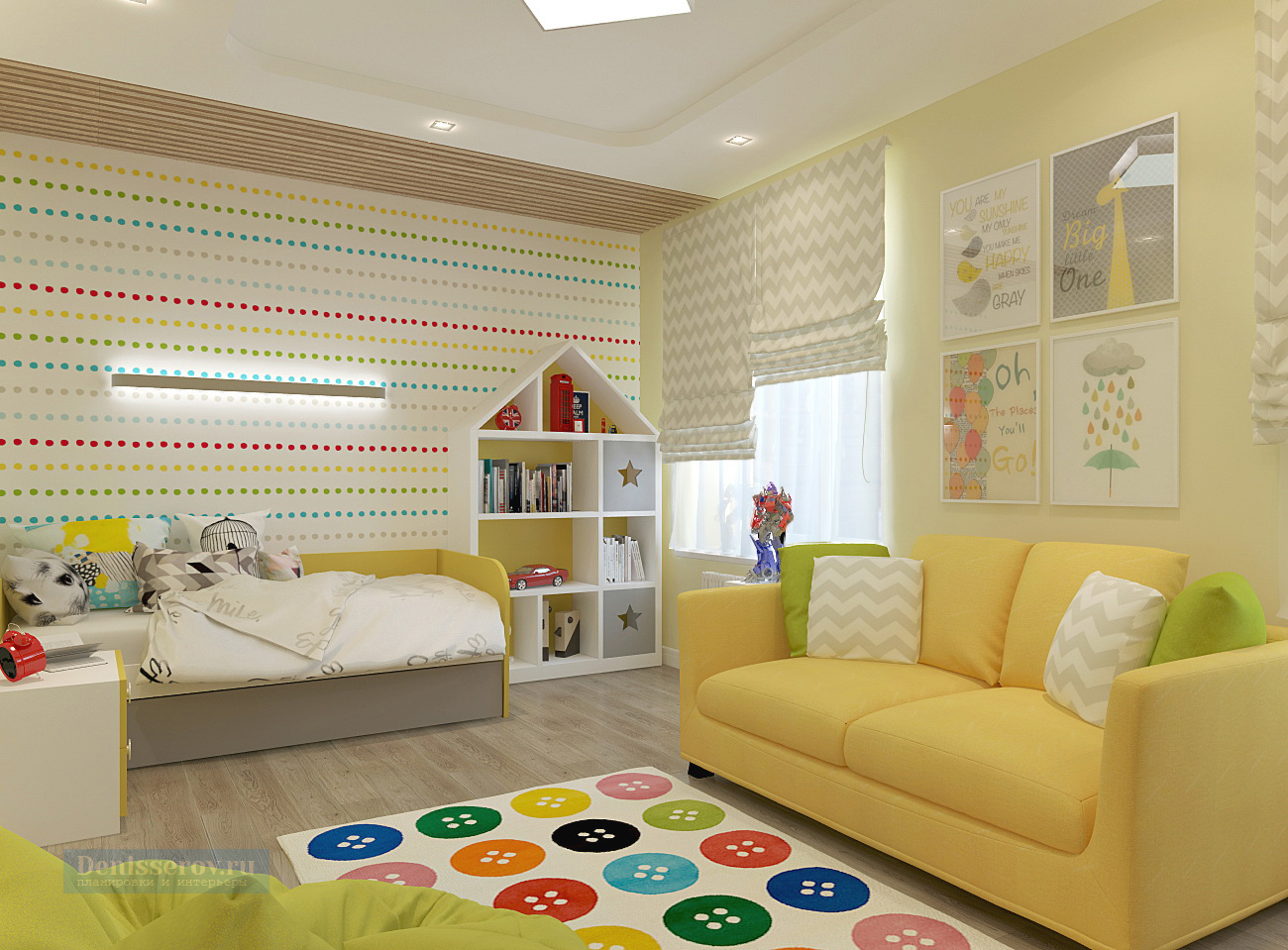 Дизайн-проект детской комнаты 19 кв. м для мальчика 8 лет