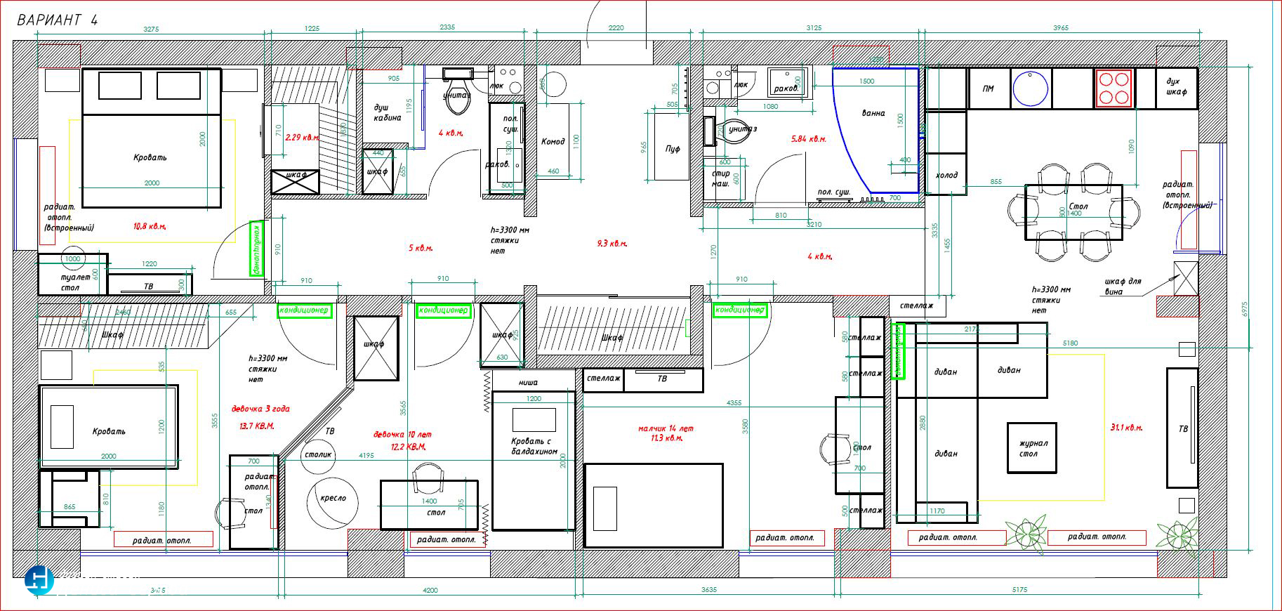 Дизайн проект 4х комнатной хрущевки