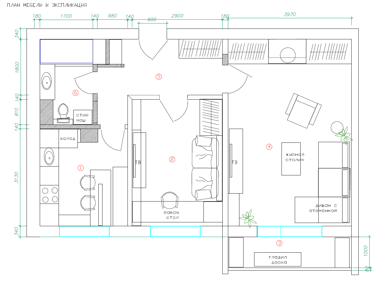Dizajnirajte dvosobni stan od 60 četvornih metara. m: ideje za dizajn